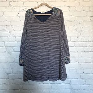 Anthropologie Entro navy long sleeve mini dress large L